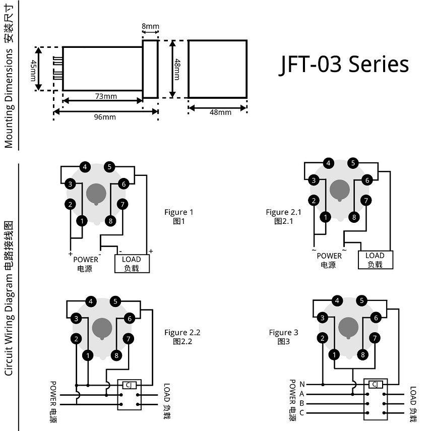 JFT-03 dimensions and wiring diagram